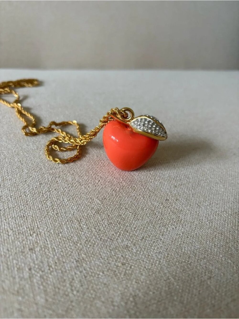 Kenneth Jay Lane Gold-Tone Chain with Apple Charm - Picture 5 of 5